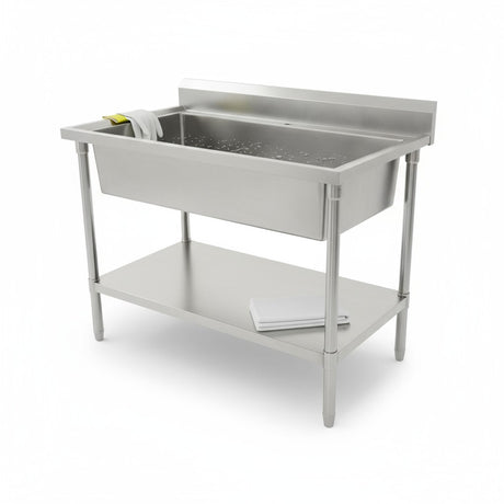(#XD011) 1200x700x900 Mega Sink with drain fitted + bottom shelf + ScrewdownFeet(Pick up only, 1 left) Ex-display model EZ Stainless Pty Ltd