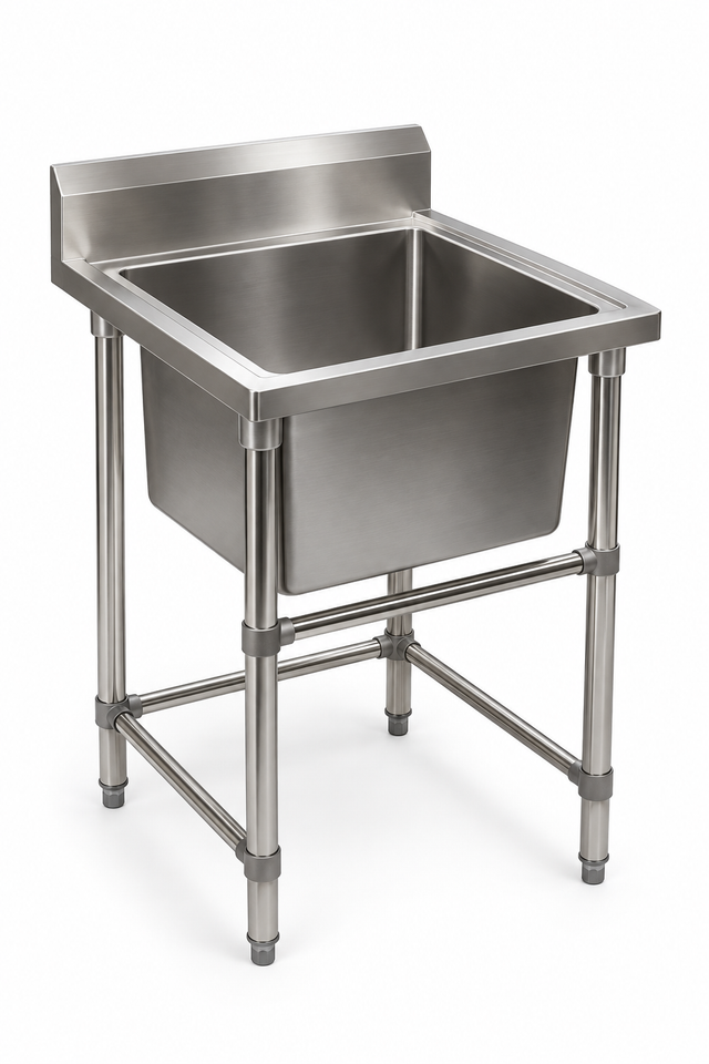 Commercial Stainless Steel Single Sink deep bowl 600w x 600d x 900h mm EZ Stainless Pty Ltd