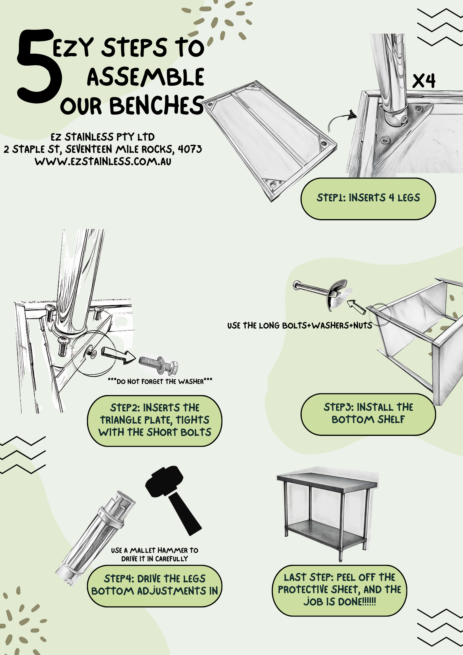 Stainless Steel table instruction Download EZ Stainless Pty Ltd