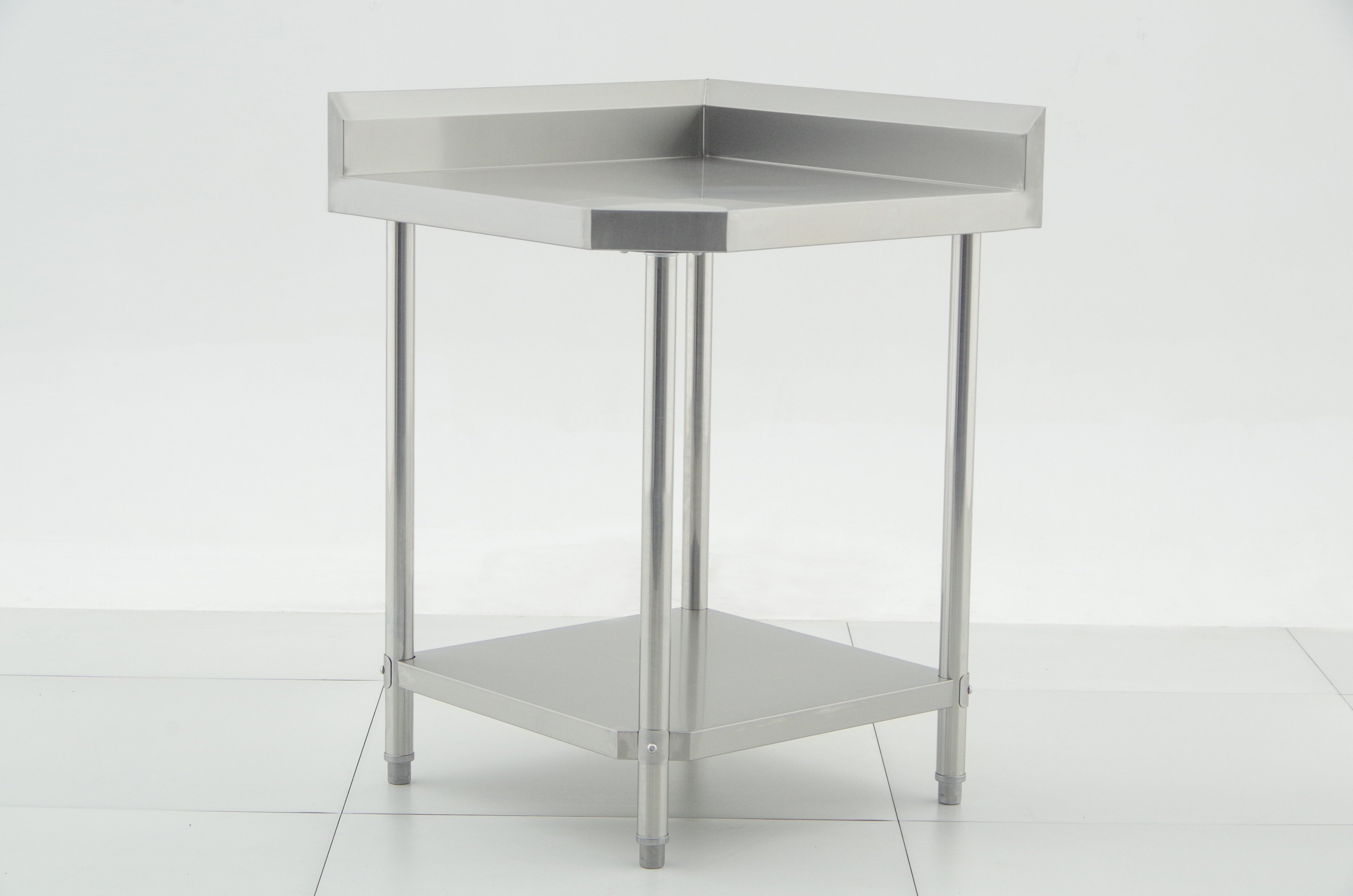 700(L) x700(D) x900(H) (+130mm Splash) 2 Tier Stainless Steel Corner Bench/ Worktable for Kitchen and Food Prep (Fit 600mm Deep system) EZ Stainless