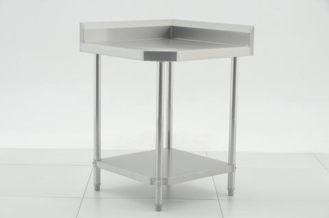 700(L) x700(D) x900(H) (+130mm Splash) 2 Tier Stainless Steel Corner Bench/ Worktable for Kitchen and Food Prep (Fit 600mm Deep system) EZ Stainless