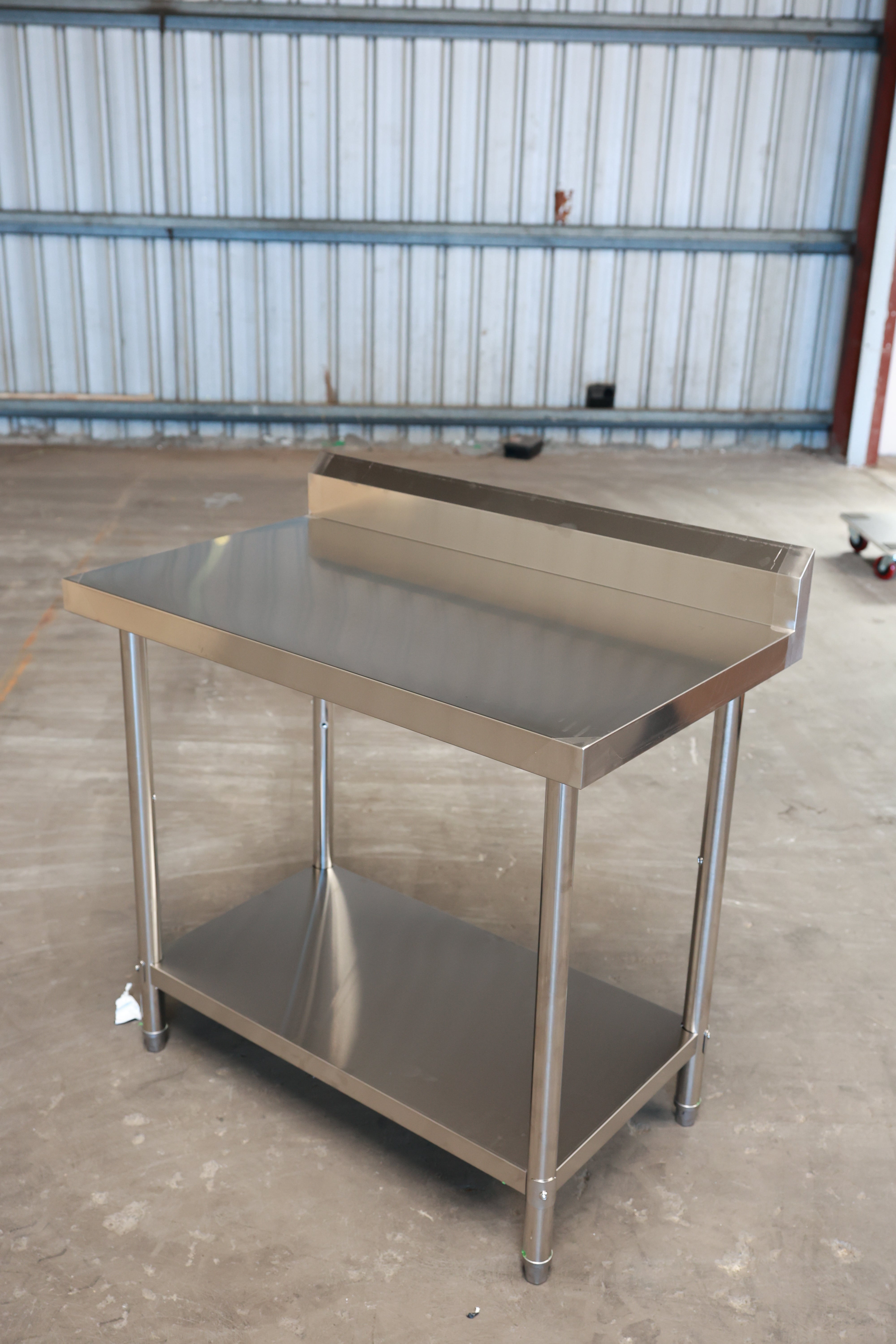 1200(L) x700(D) x900(H)+120(H) Splash back 2 Tier Stainless Steel Bench/ Worktable for Kitchen and Food Prep EZ Stainless