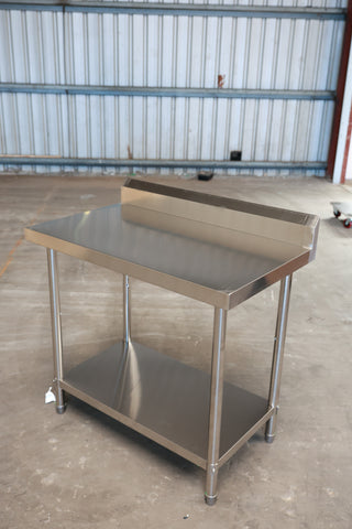1000(L) x700(D) x900(H)+120(H) Splash back 2 Tier Stainless Steel Bench/ Worktable for Kitchen and Food Prep EZ Stainless