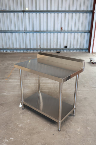 1000(L) x700(D) x900(H)+120(H) Splash back 2 Tier Stainless Steel Bench/ Worktable for Kitchen and Food Prep EZ Stainless