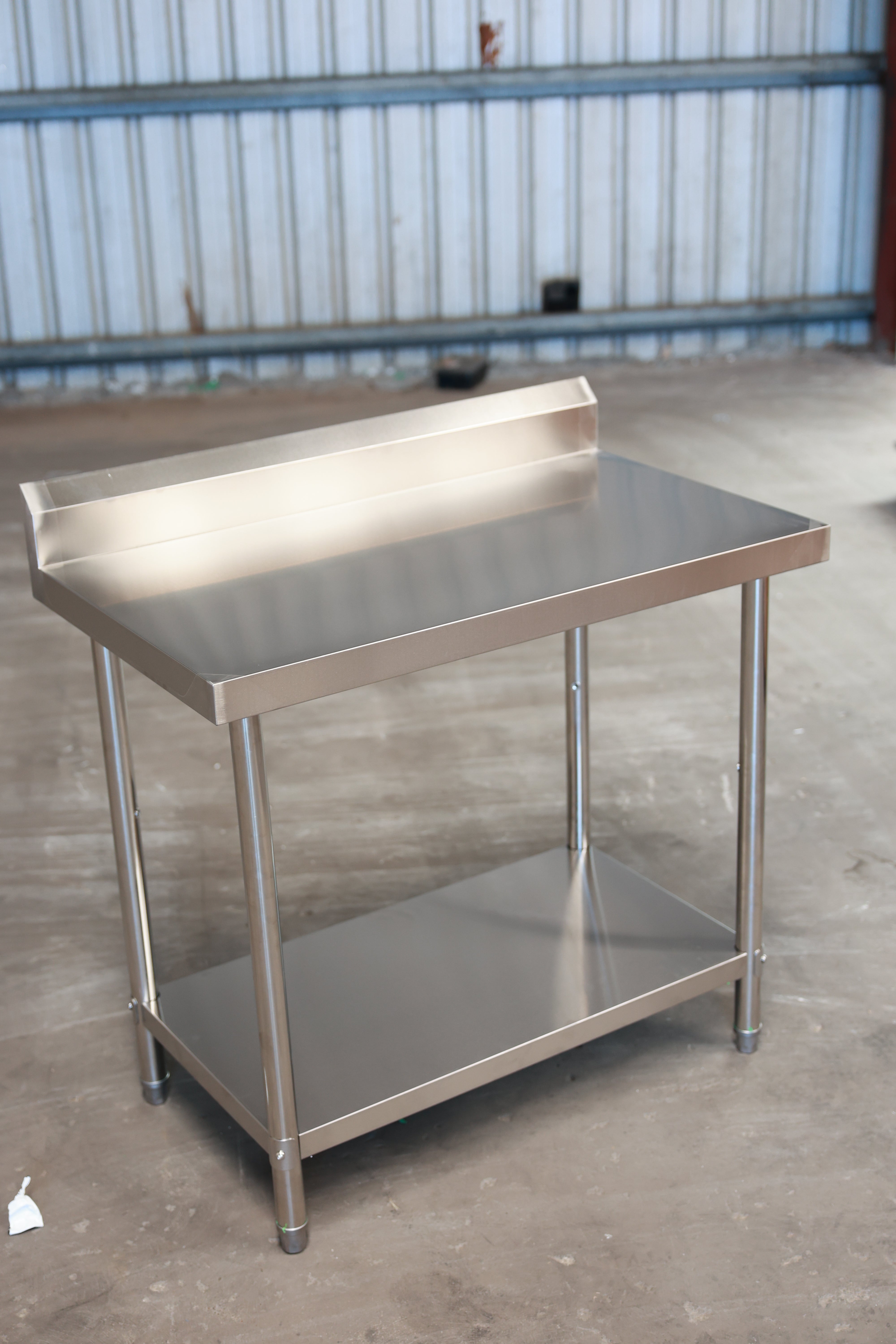 1200(L) x700(D) x900(H)+120(H) Splash back 2 Tier Stainless Steel Bench/ Worktable for Kitchen and Food Prep EZ Stainless