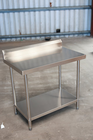 1200(L) x700(D) x900(H)+120(H) Splash back 2 Tier Stainless Steel Bench/ Worktable for Kitchen and Food Prep EZ Stainless