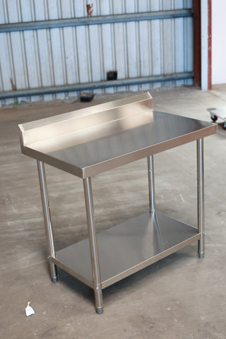 1000(L) x700(D) x900(H)+120(H) Splash back 2 Tier Stainless Steel Bench/ Worktable for Kitchen and Food Prep EZ Stainless