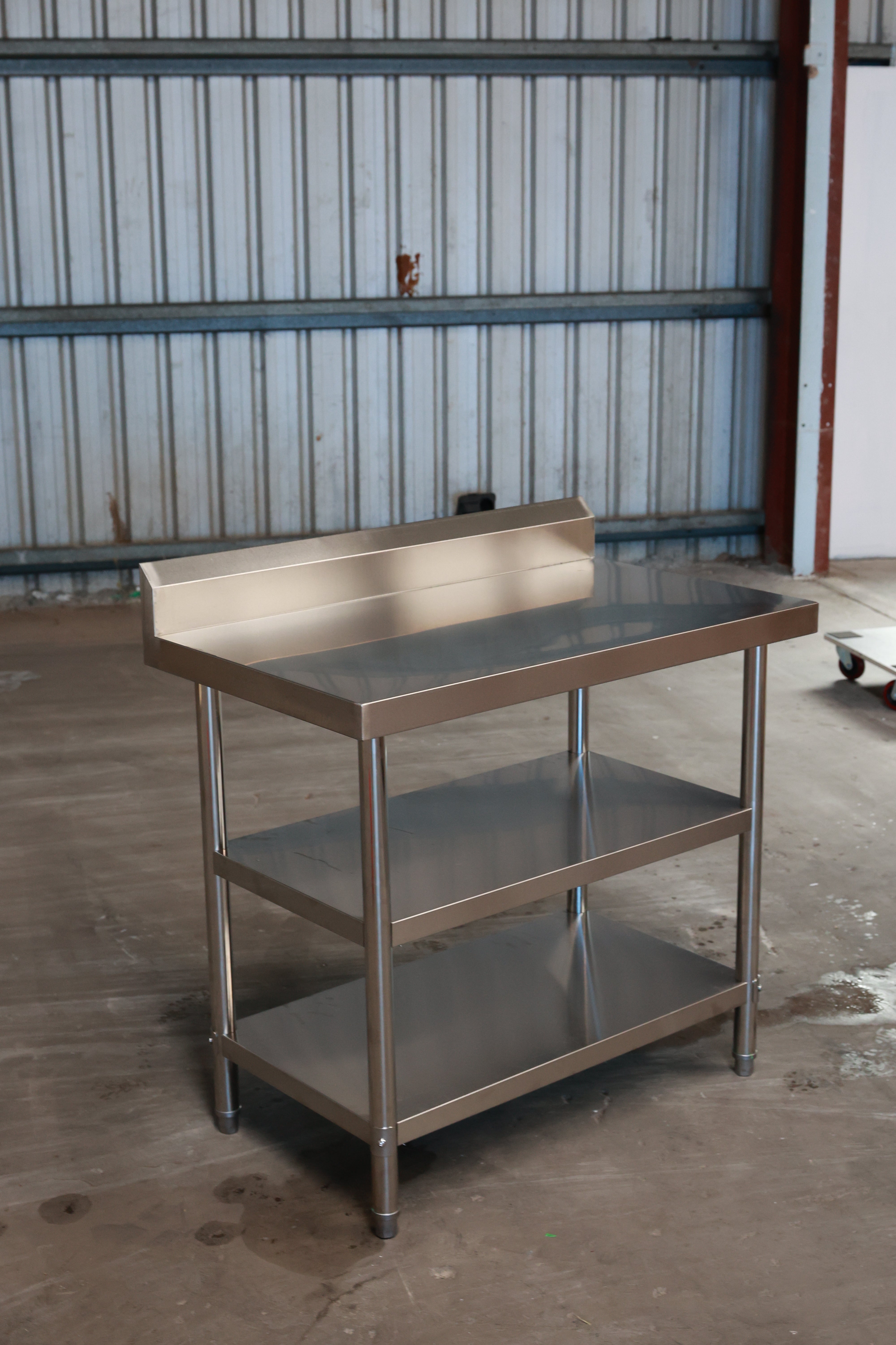 1000(L) x700(D) x900(H)+120(H) Splash back 3 Tier Stainless Steel Bench/ Worktable for Kitchen and Food Prep EZ Stainless