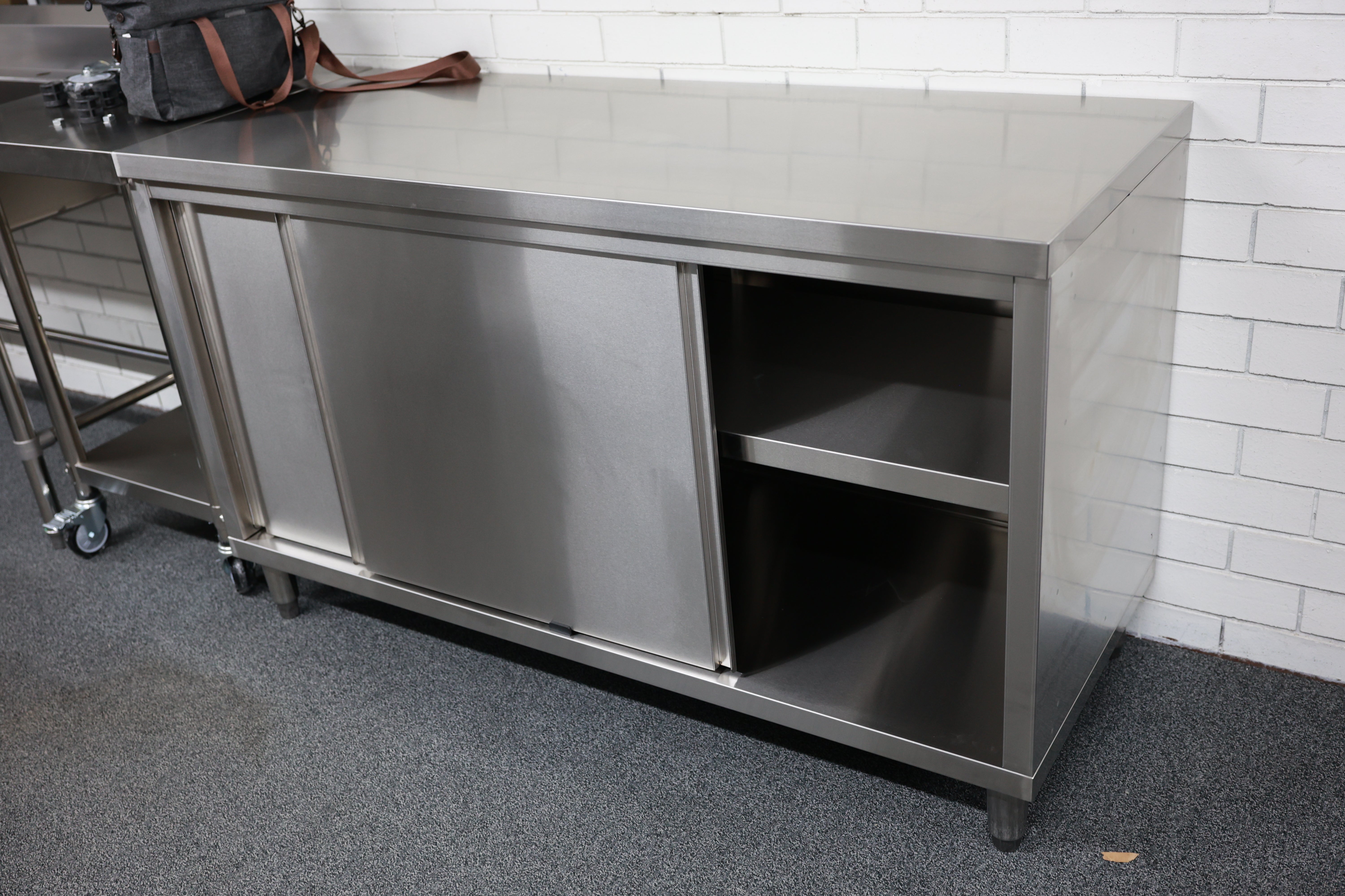 Slide Door Cabinet With Bench Top 1200(L) x 600(D) x 900(H) EZ Stainless Pty Ltd