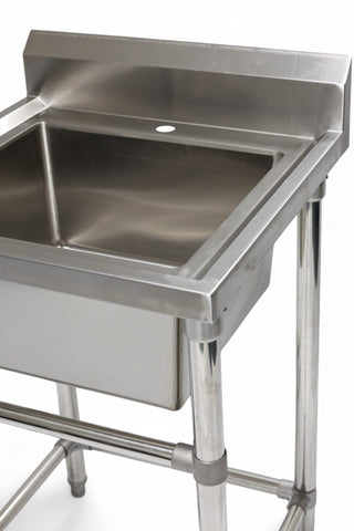Single Centre Sink with 120mm Splash Back 600(L) x 600(D) x 900(H) EZ Stainless Pty Ltd