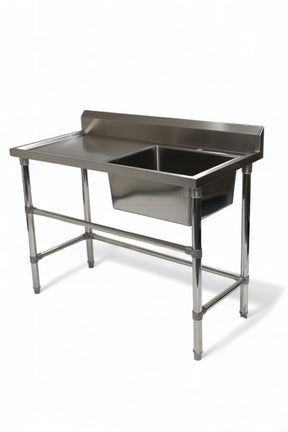 Single Right Sink with 120mm Splash Back 1200(L) x 700(D) x 900(H) EZ Stainless Pty Ltd