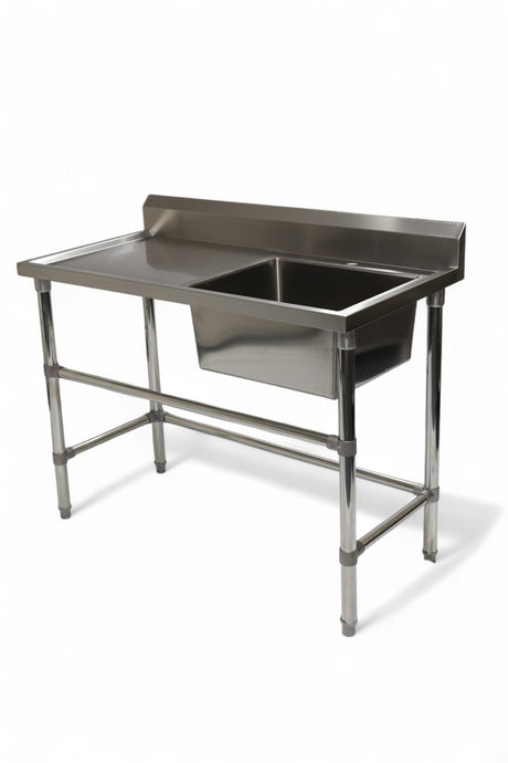 Single Right Sink with 120mm Splash Back 1200(L) x 700(D) x 900(H) EZ Stainless Pty Ltd