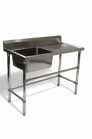 Single Left Sink with 120mm Splash Back 1200(L) x 600(D) x 900(H) EZ Stainless Pty Ltd