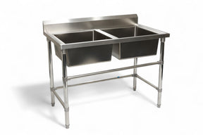 Double Sink with 120mm Splash Back 1200(L) x 700(D) x 900(H) EZ Stainless Pty Ltd