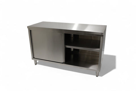 Slide Door Cabinet With Bench Top 1200(L) x 600(D) x 900(H) EZ Stainless Pty Ltd