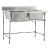Double Sink with 120mm Splash Back 1200(L) x 700(D) x 900(H) EZ Stainless Pty Ltd