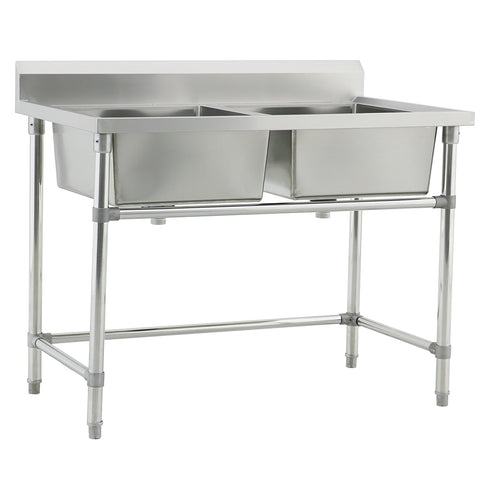 Double Sink with 120mm Splash Back 1200(L) x 700(D) x 900(H) EZ Stainless Pty Ltd