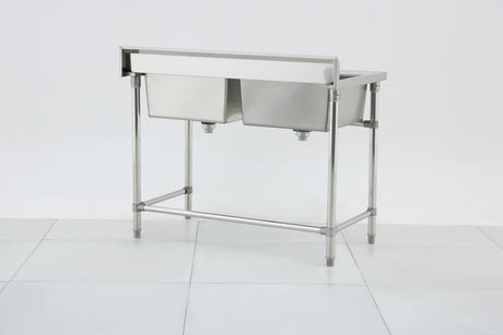 Double Sink with 120mm Splash Back 1200(L) x 700(D) x 900(H) EZ Stainless Pty Ltd