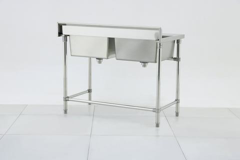 Double Sink with 120mm Splash Back 1200(L) x 700(D) x 900(H) EZ Stainless Pty Ltd