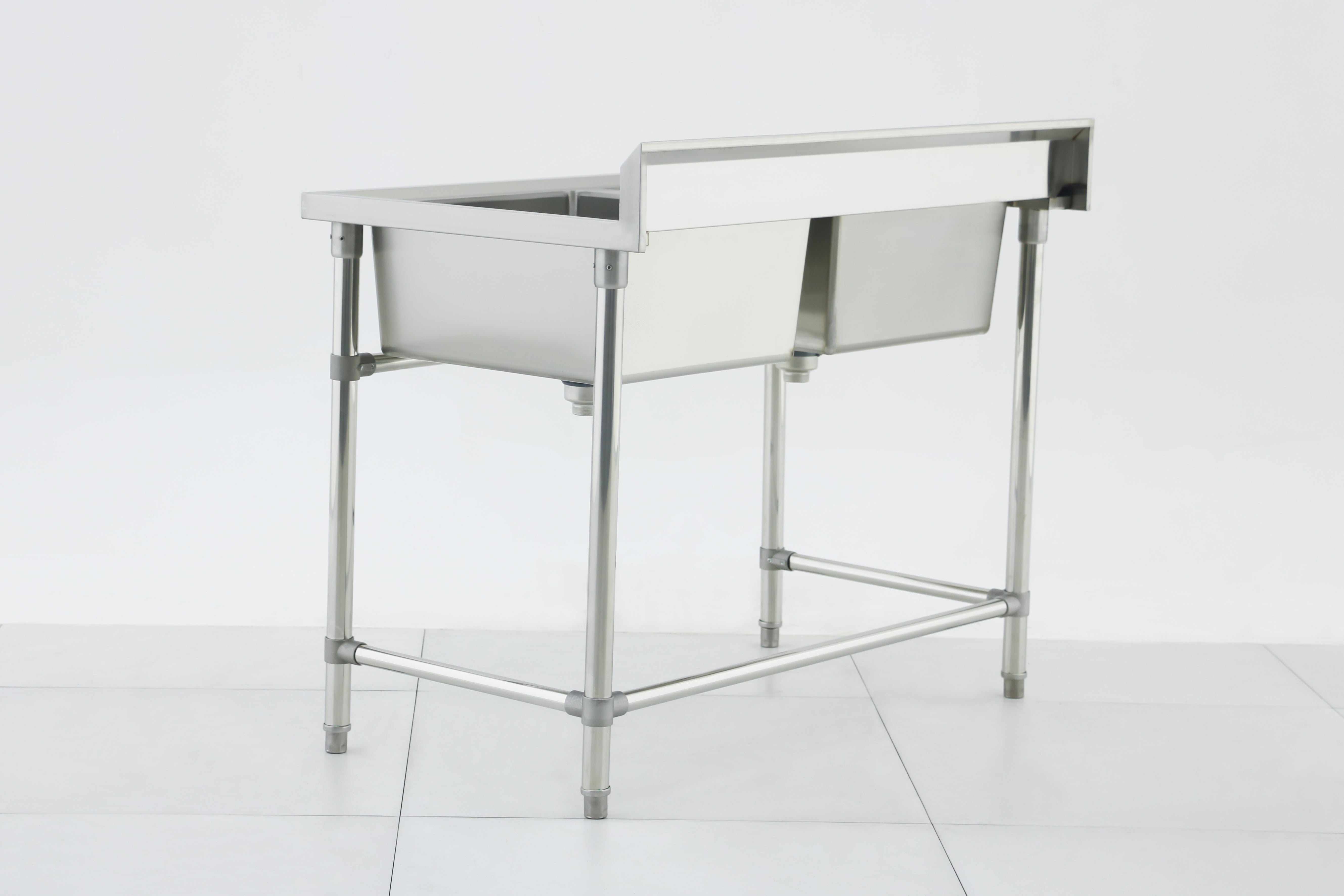Double Sink with 120mm Splash Back 1200(L) x 700(D) x 900(H) EZ Stainless Pty Ltd