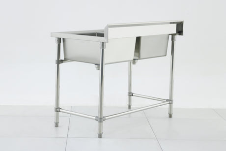 Double Sink with 120mm Splash Back 1200(L) x 700(D) x 900(H) EZ Stainless Pty Ltd