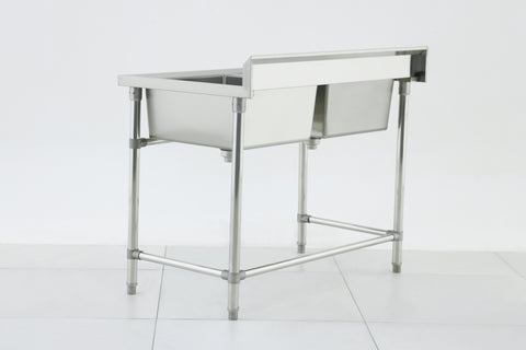 Double Sink with 120mm Splash Back 1200(L) x 700(D) x 900(H) EZ Stainless Pty Ltd