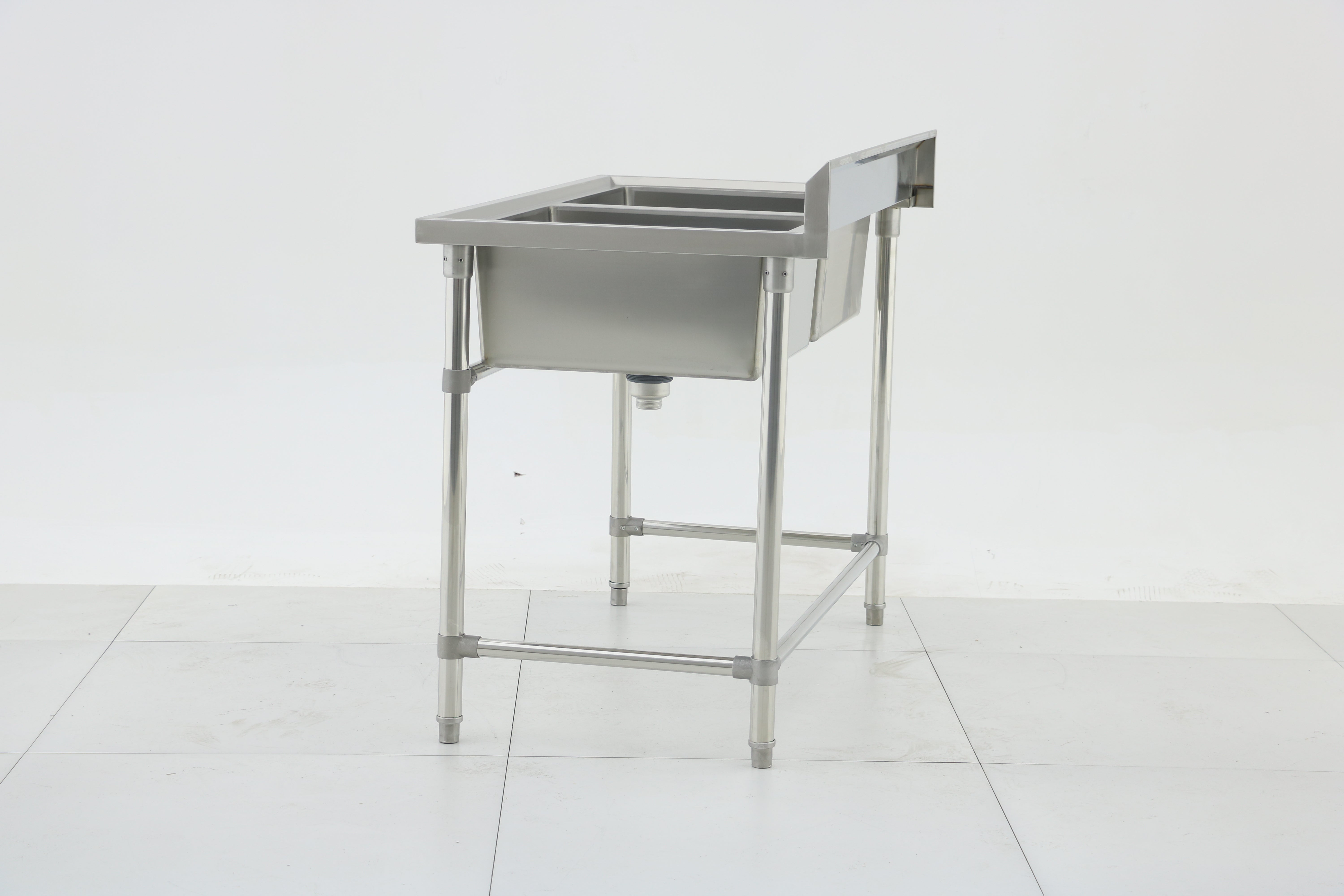 Double Sink with 120mm Splash Back 1200(L) x 700(D) x 900(H) EZ Stainless Pty Ltd