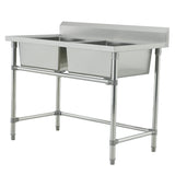 Double Sink with 120mm Splash Back 1200(L) x 700(D) x 900(H) EZ Stainless Pty Ltd