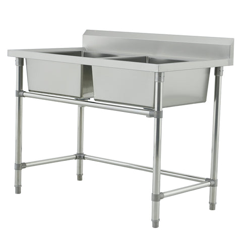 Double Sink with 120mm Splash Back 1200(L) x 700(D) x 900(H) EZ Stainless Pty Ltd
