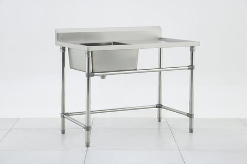 Single Left Sink with 120mm Splash Back 1200(L) x 600(D) x 900(H) EZ Stainless Pty Ltd
