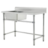Single Left Sink with 120mm Splash Back 1200(L) x 700(D) x 900(H) EZ Stainless Pty Ltd
