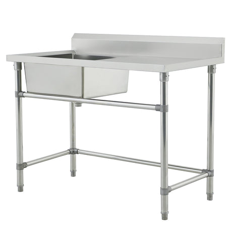 Single Left Sink with 120mm Splash Back 1200(L) x 700(D) x 900(H) EZ Stainless Pty Ltd