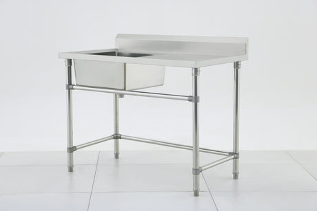Single Right Sink with 120mm Splash Back 1200(L) x 700(D) x 900(H) EZ Stainless Pty Ltd