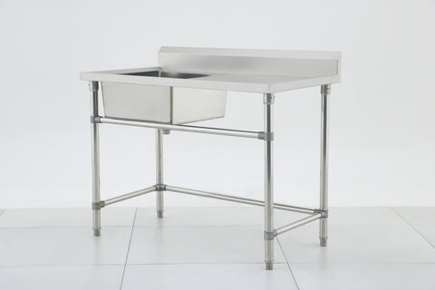 Single Left Sink with 120mm Splash Back 1200(L) x 600(D) x 900(H) EZ Stainless Pty Ltd