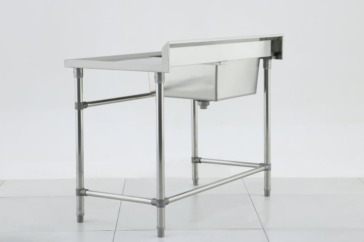 Single Right Sink with 120mm Splash Back 1200(L) x 700(D) x 900(H) EZ Stainless Pty Ltd