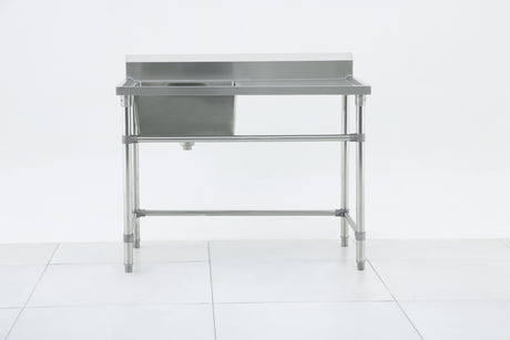 Single Right Sink with 120mm Splash Back 1200(L) x 700(D) x 900(H) EZ Stainless Pty Ltd