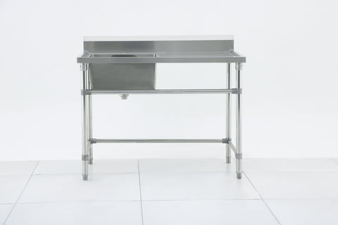 Single Left Sink with 120mm Splash Back 1200(L) x 600(D) x 900(H) EZ Stainless Pty Ltd
