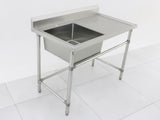 Single Right Sink with 120mm Splash Back 1200(L) x 700(D) x 900(H) EZ Stainless Pty Ltd