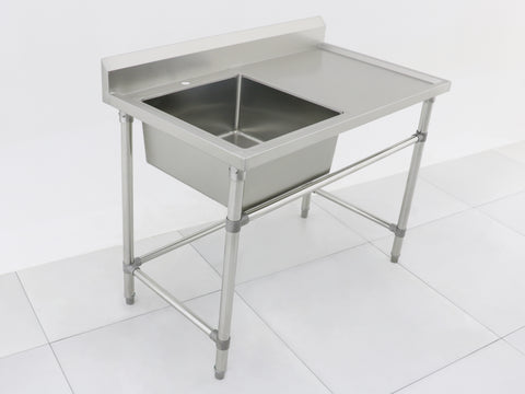 Single Left Sink with 120mm Splash Back 1200(L) x 600(D) x 900(H) EZ Stainless Pty Ltd