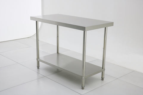 1800(L) x600(D) x900(H) 2 Tier Stainless Steel (FLAT) Bench/ Worktable for Kitchen and Food Prep