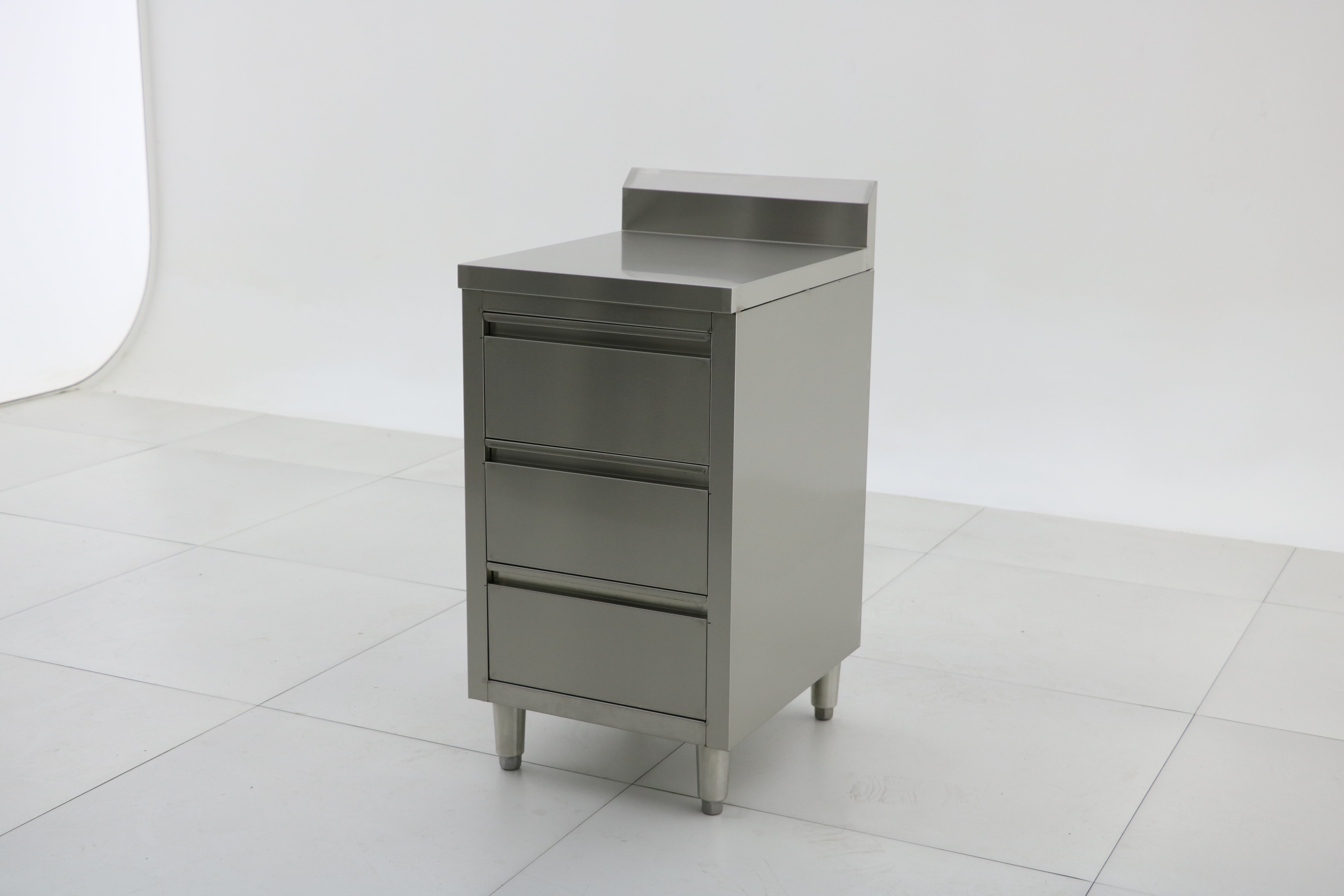 Stainless Steel Cabinet with THREE Pull Out Drawers with splash back (Set of 2) EZ Stainless Pty Ltd
