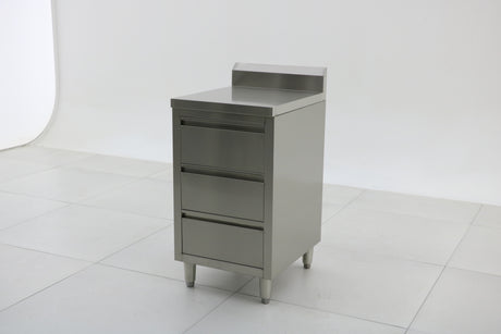 Stainless Steel Cabinet with THREE Pull Out Drawers with splash back (Set of 2) EZ Stainless Pty Ltd