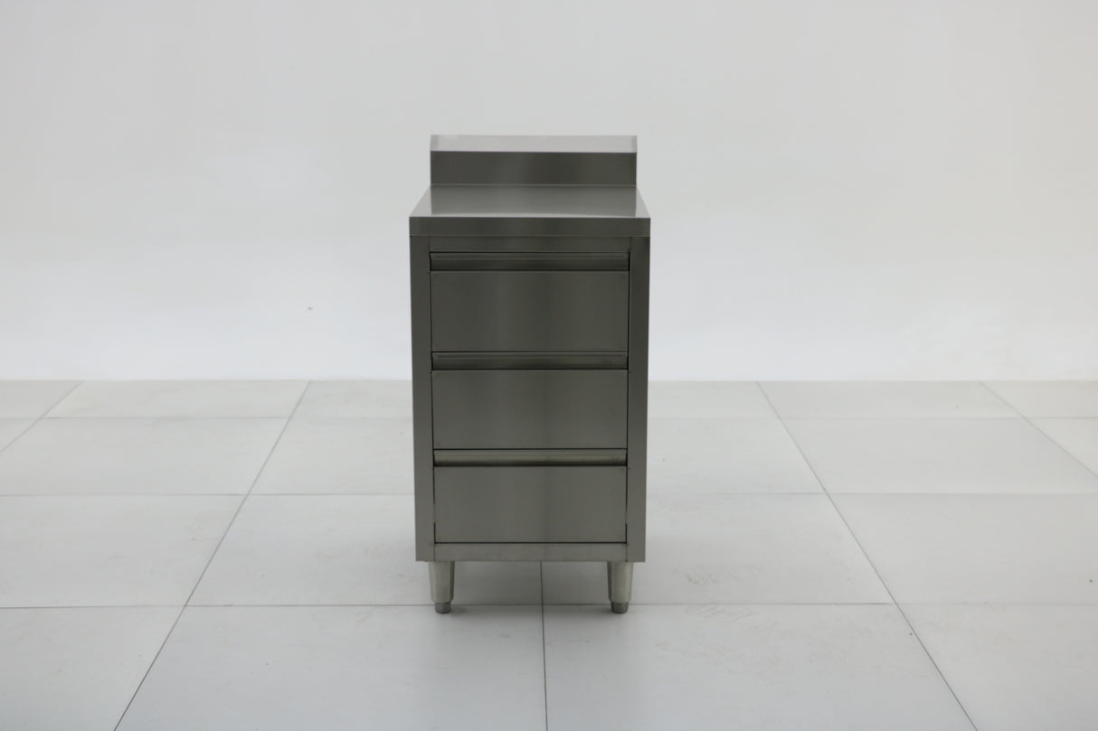 Stainless Steel Cabinet with THREE Pull Out Drawers with splash back (Set of 2) EZ Stainless Pty Ltd
