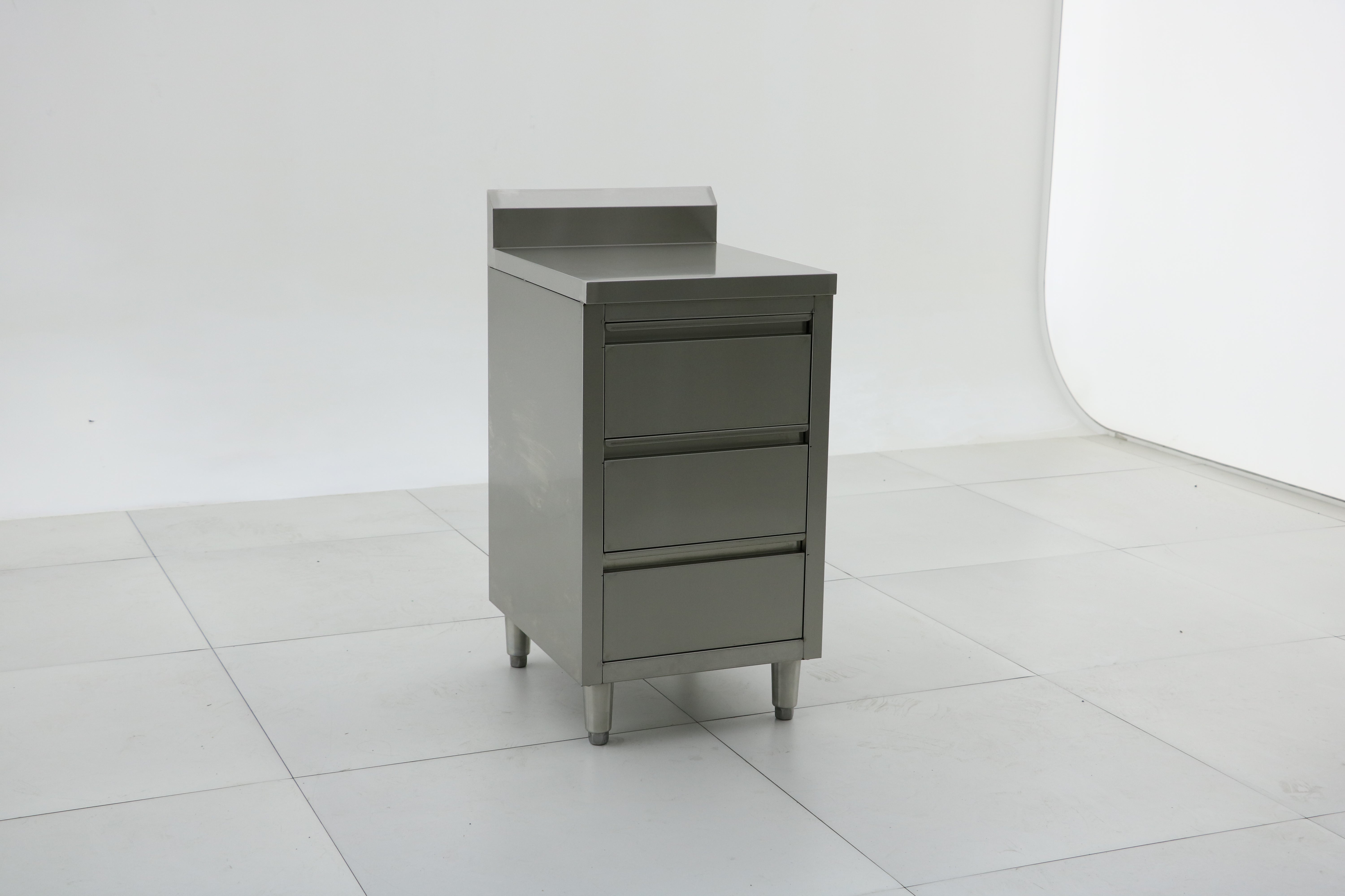 Stainless Steel Cabinet with THREE Pull Out Drawers with splash back (Set of 2) EZ Stainless Pty Ltd