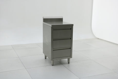 Stainless Steel Cabinet with THREE Pull Out Drawers with splash back (Set of 2) EZ Stainless Pty Ltd