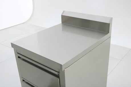 Stainless Steel Cabinet with THREE Pull Out Drawers with splash back EZ Stainless Pty Ltd