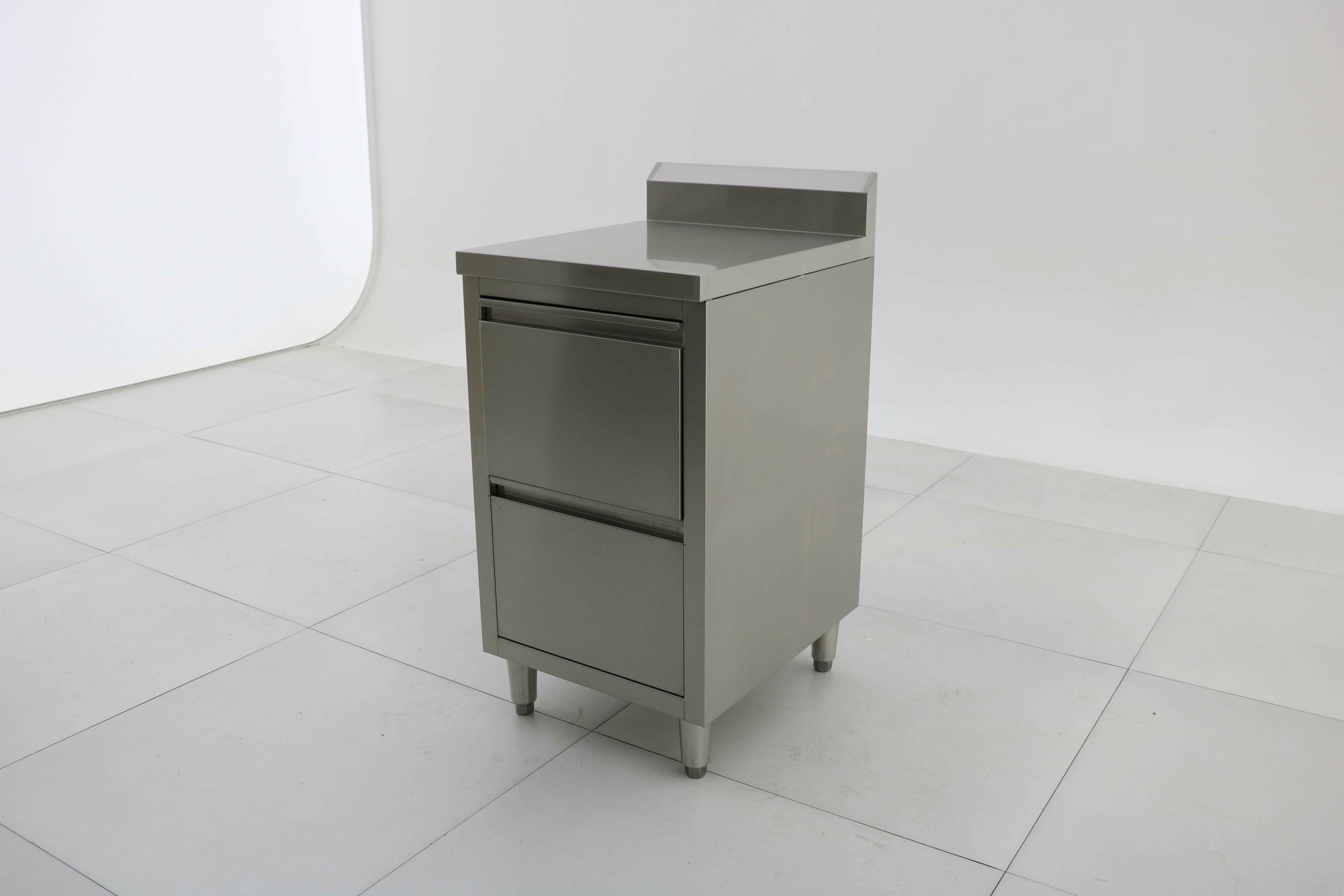 Stainless Steel Cabinet with TWO Pull Out Drawers with splash back (set of two) EZ Stainless Pty Ltd