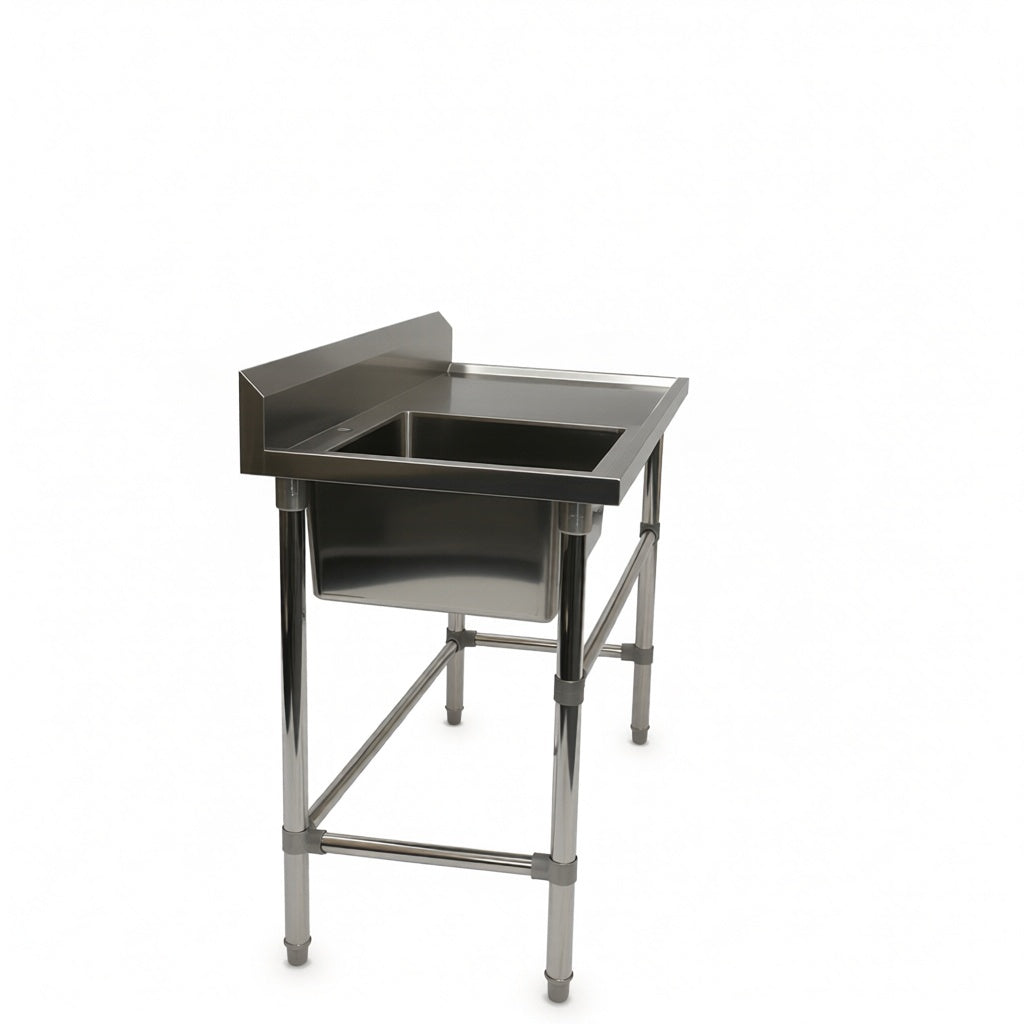 Commercial Stainless Steel Single Sink Bench 1200w x 600d x 900h mm (Sink at Left) EZ Stainless Pty Ltd