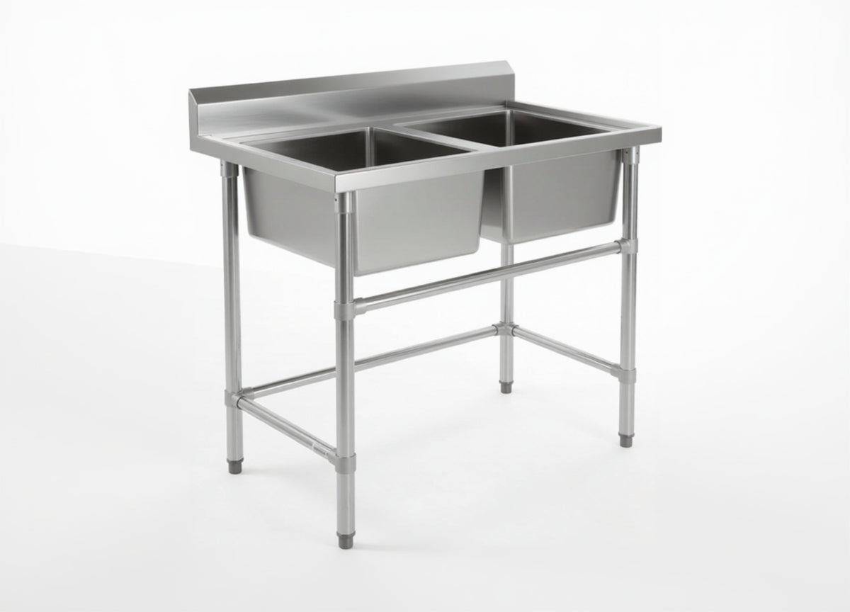 Commercial Stainless Steel Double Sink 1200w x 600d x 900h mm EZ Stainless Pty Ltd
