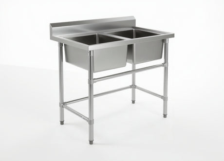 Commercial Stainless Steel Double Sink 1200w x 600d x 900h mm EZ Stainless Pty Ltd